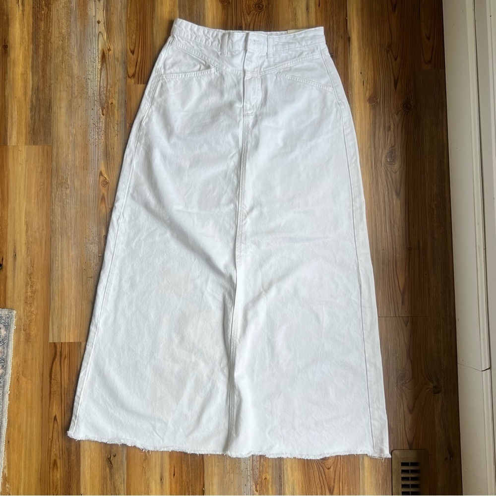We The Free New Women’s Come As You Are White Denim Maxi Skirt Size 0 #C24118